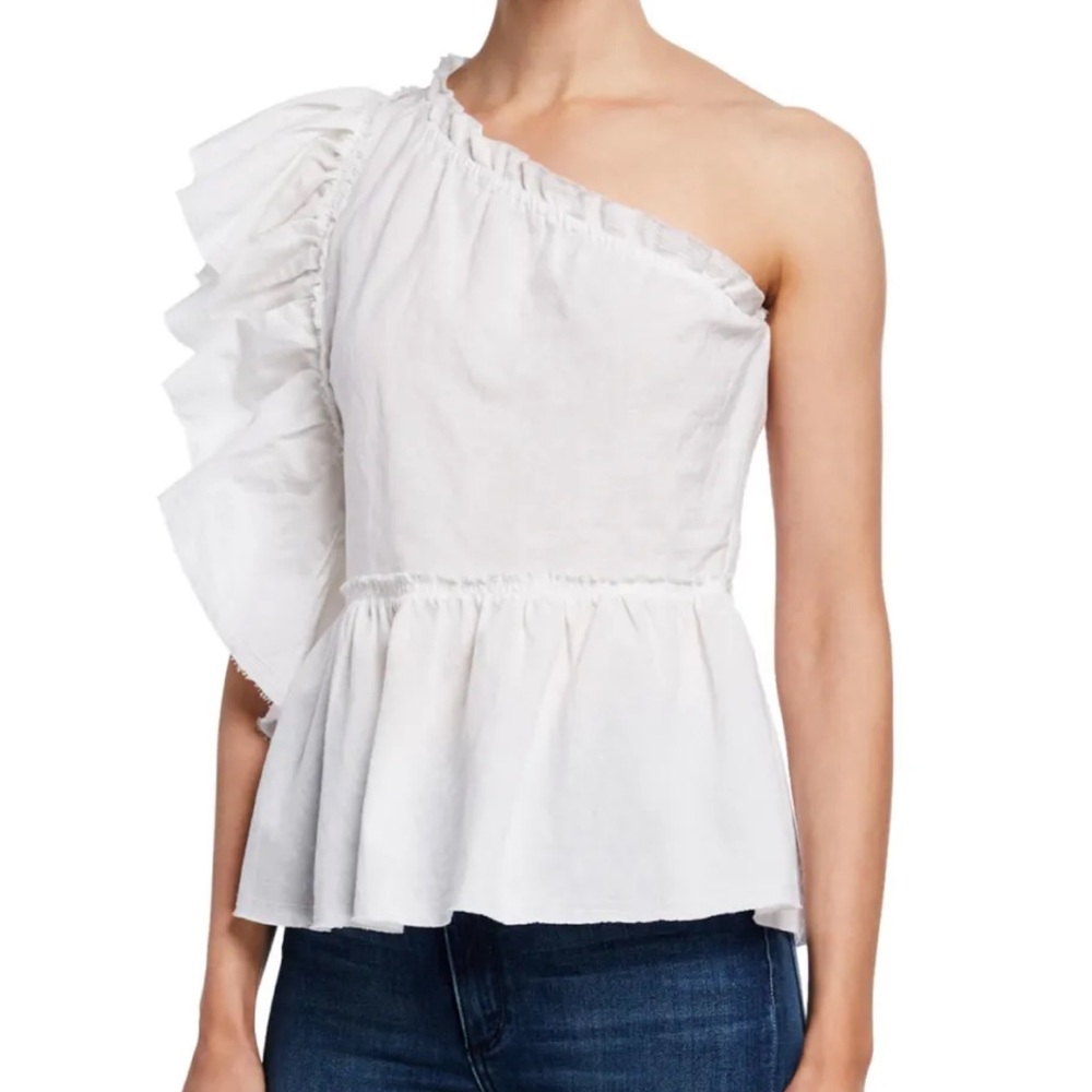✨ NWT IRO Paris White One Shoulder Peplum Top Size 38 ✨